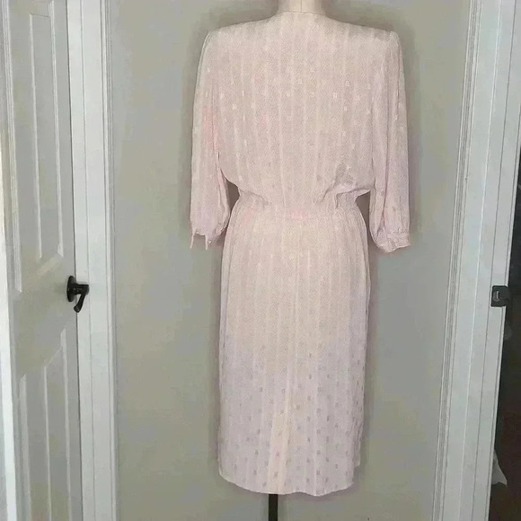 Vintage Satin Polyester Light Pink Stripe Dress Size Small‎ - Picture 6 of 8